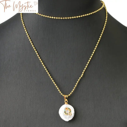 Freshwater Pearl & Gold Letter Pendant Necklace