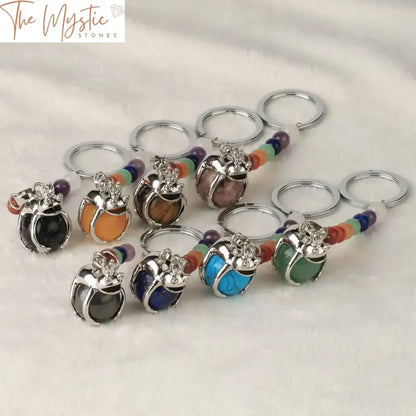 Frog-Shaped 7 Chakra Natural Stone Keychain