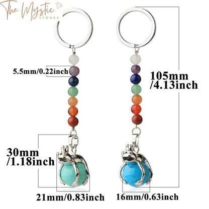 Frog-Shaped 7 Chakra Natural Stone Keychain