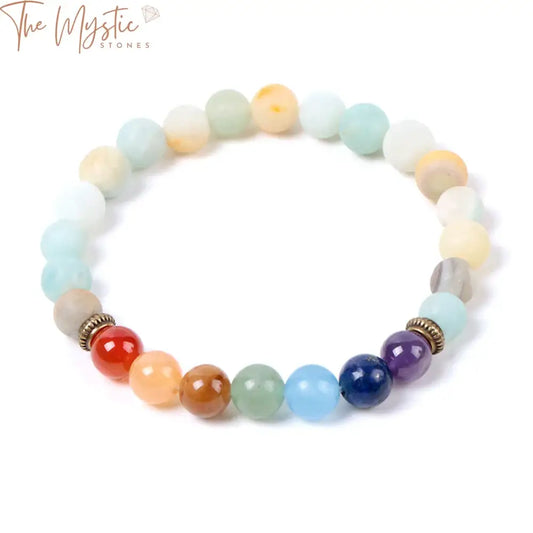 A bracelet made of frosted Amazonite beads, each 8mm in size, designed for women.