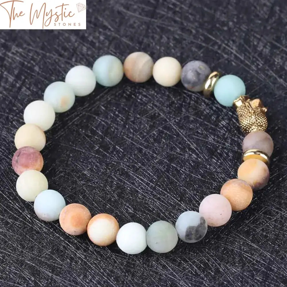 Frosted Amazonite Mala Bracelet With Skull And Buddha Beads