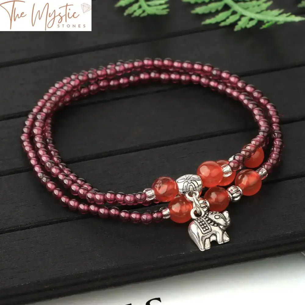 Garnet Amulet Multilayer Bracelet