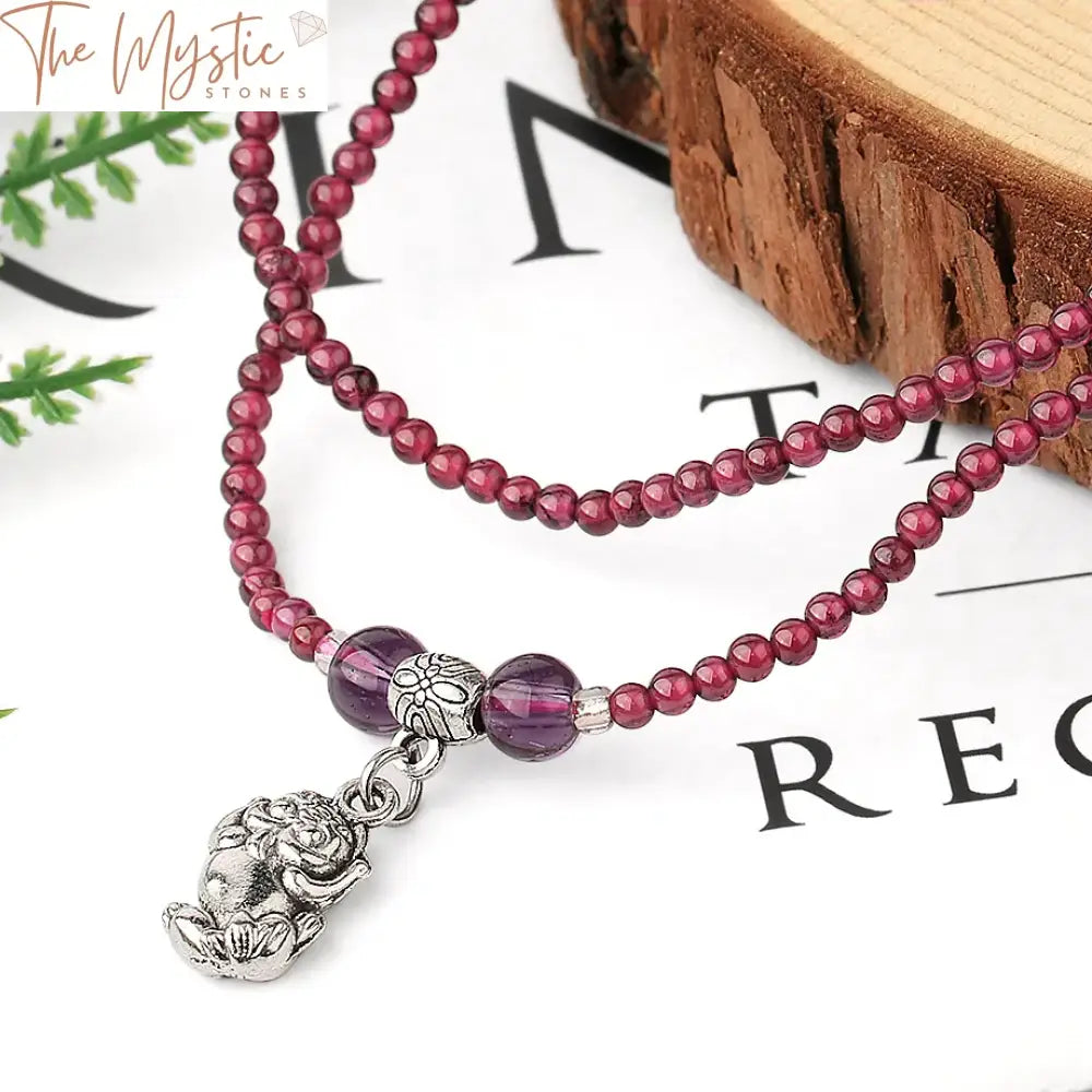 Garnet Amulet Multilayer Bracelet