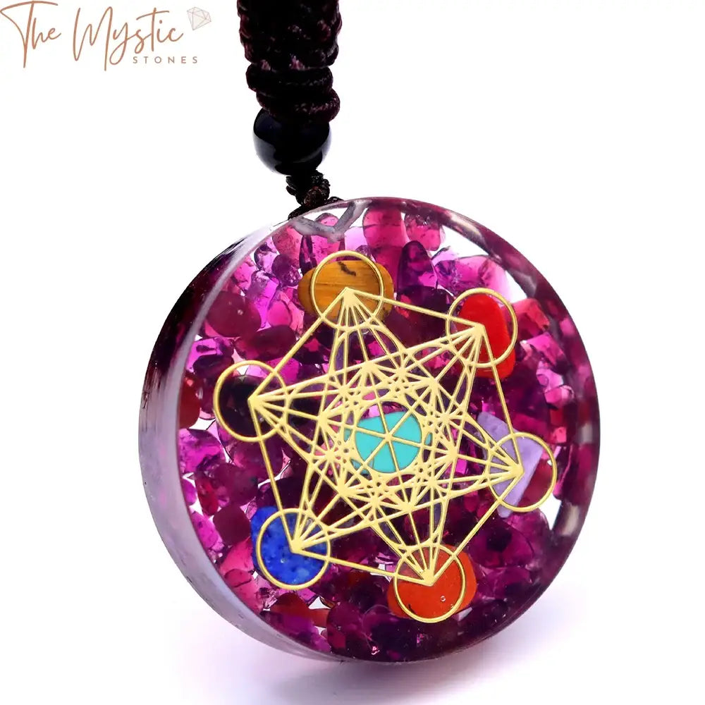 Garnet Chakra Orgonite Metatron Cube Pendant