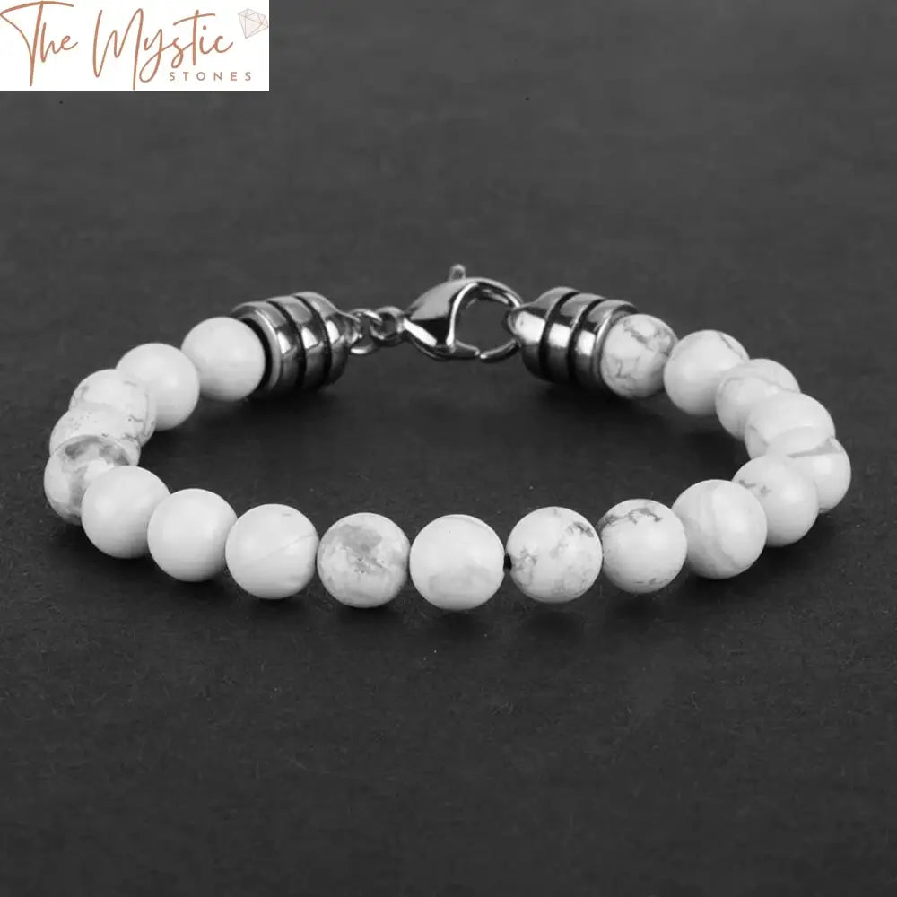 Gemstone Bead Stainless Steel Bracelet