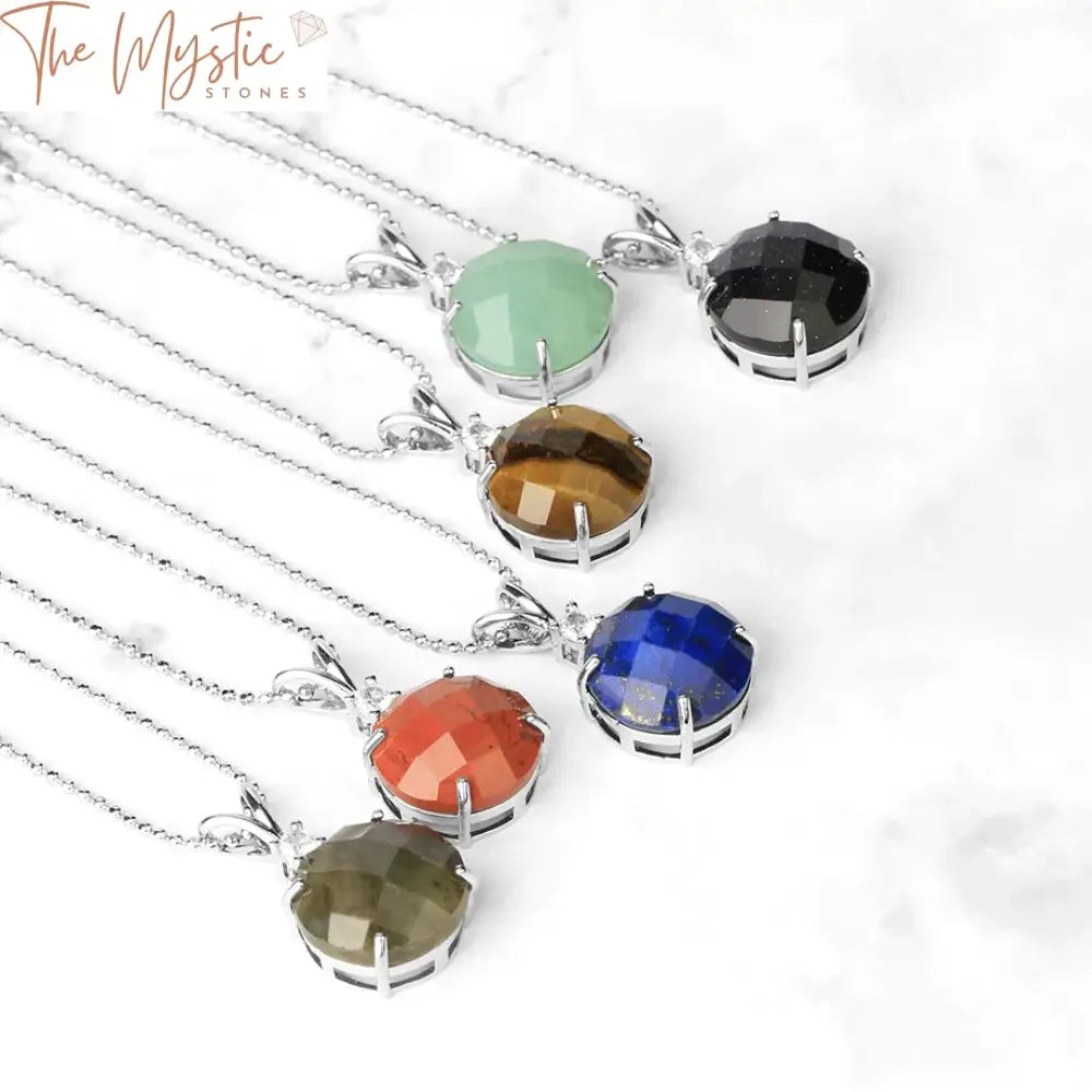 Gemstone Circle Pendant Necklace