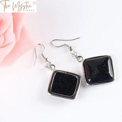 Gemstone Geometry Dangle Earrings