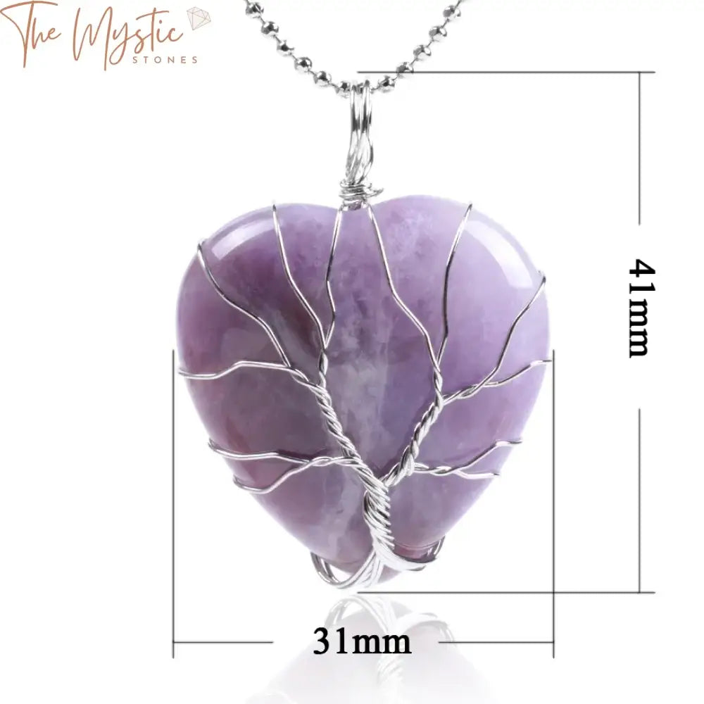 Gemstone Heart Tree Of Life Necklace