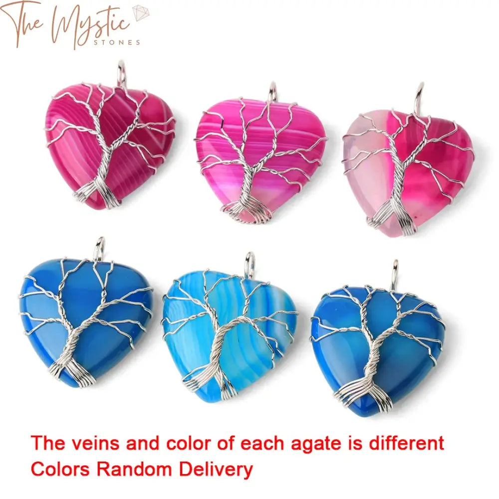 Gemstone Heart Tree Of Life Necklace