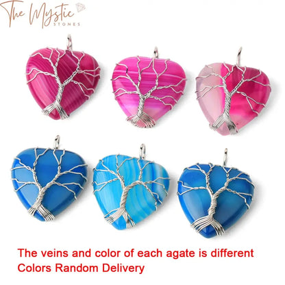 Gemstone Heart Tree Of Life Necklace