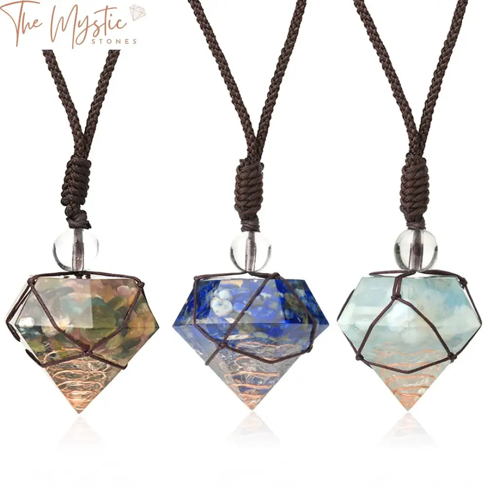 Gemstone Pyramid Pendant Necklace