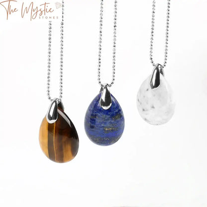 Gemstone Teardrop Pendant Necklace