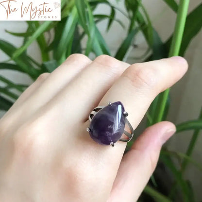 Gemstone Water Drop Crystal Ring