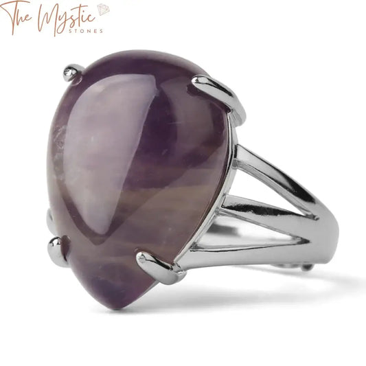 Gemstone Water Drop Crystal Ring