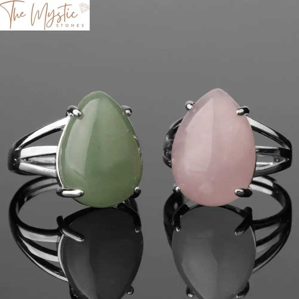 Gemstone Water Drop Crystal Ring