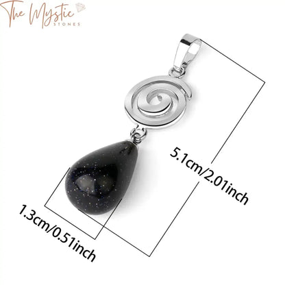 Gemstone Water Drop Spiral Necklace