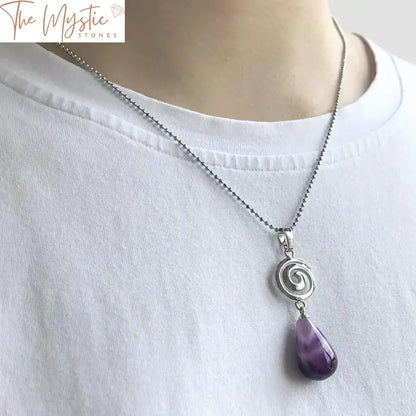 Gemstone Water Drop Spiral Necklace