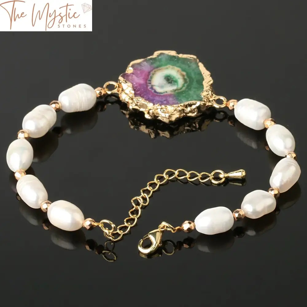 Geode Druzy & Pearl Natural Stone Bracelet