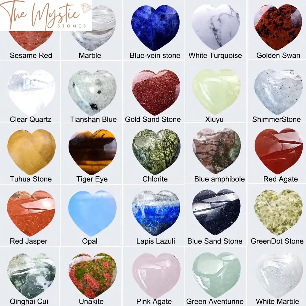 Global Mini Crystal Hearts: Tiger Eye Lapis Lazuli Amethyst Gemstone Collection