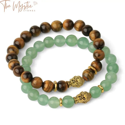 Gold Buddha Head Natural Stone Bracelet