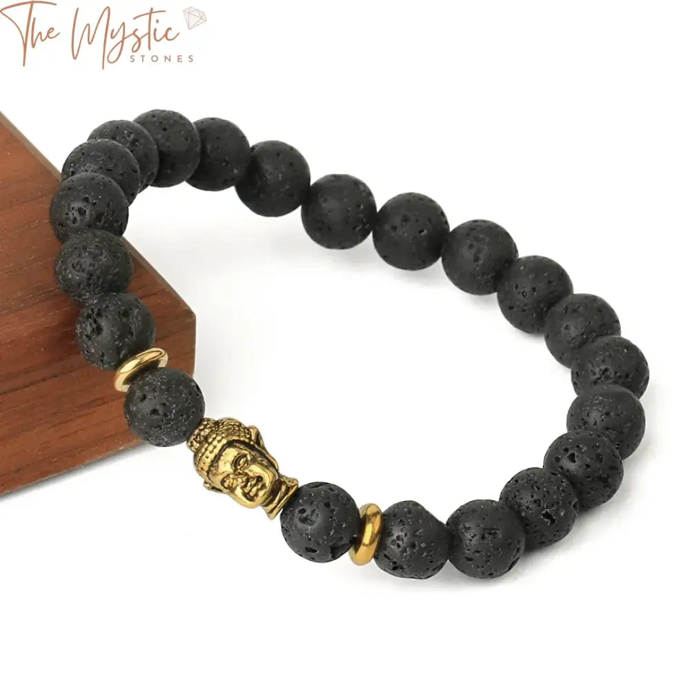 Gold Buddha Head Natural Stone Bracelet