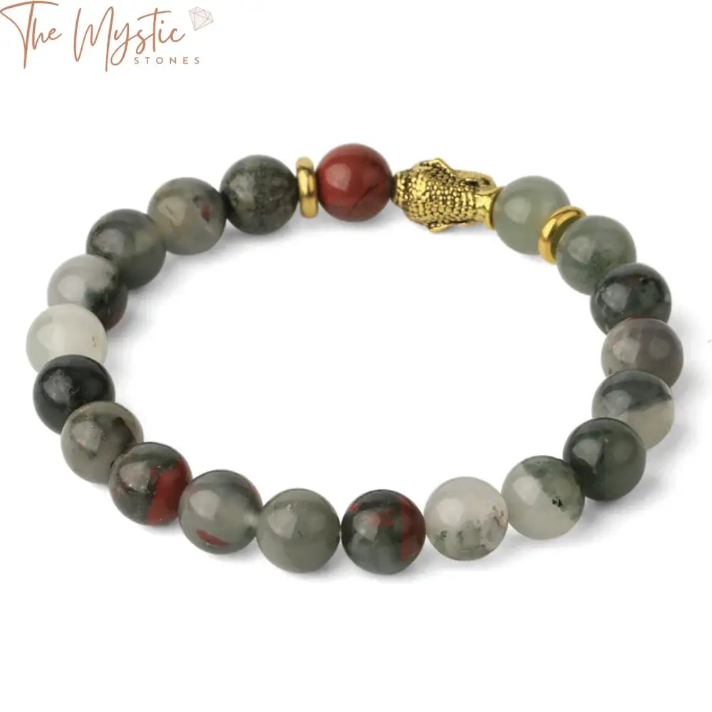 Gold Buddha Head Natural Stone Bracelet