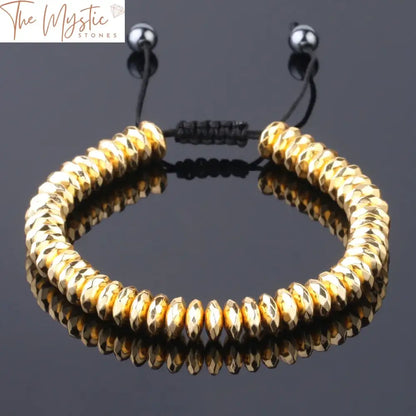 Gold-Coated Hematite Faceted Magnetic Bracelet