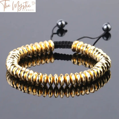 Gold-Coated Hematite Faceted Magnetic Bracelet