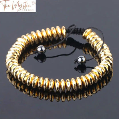 Gold-Coated Hematite Faceted Magnetic Bracelet