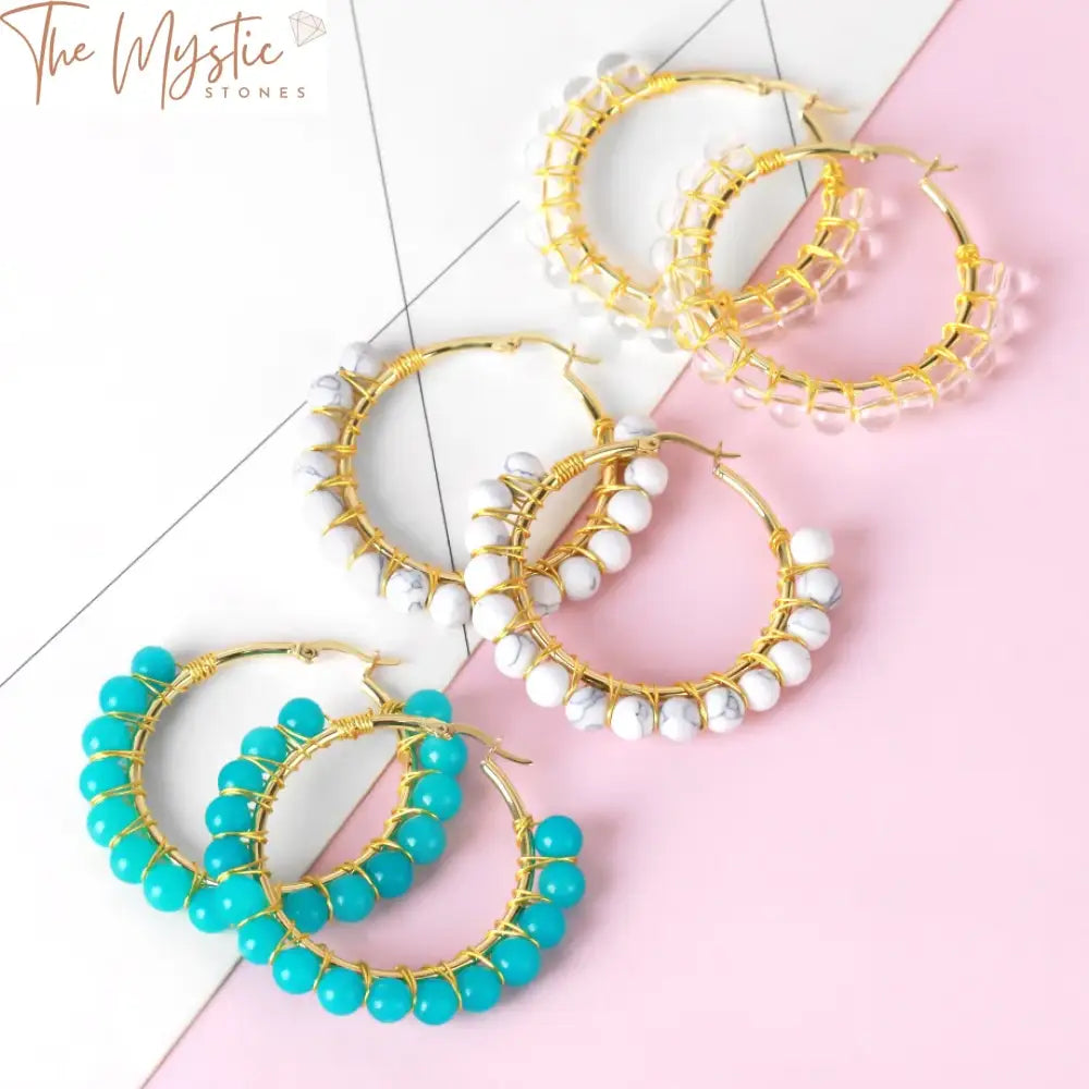 Gold-Luxe Crystal Stone Hoop Earrings