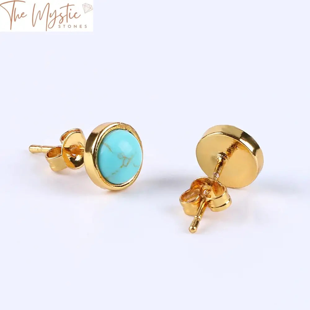 Gold Onyx Crystal Stud Earrings