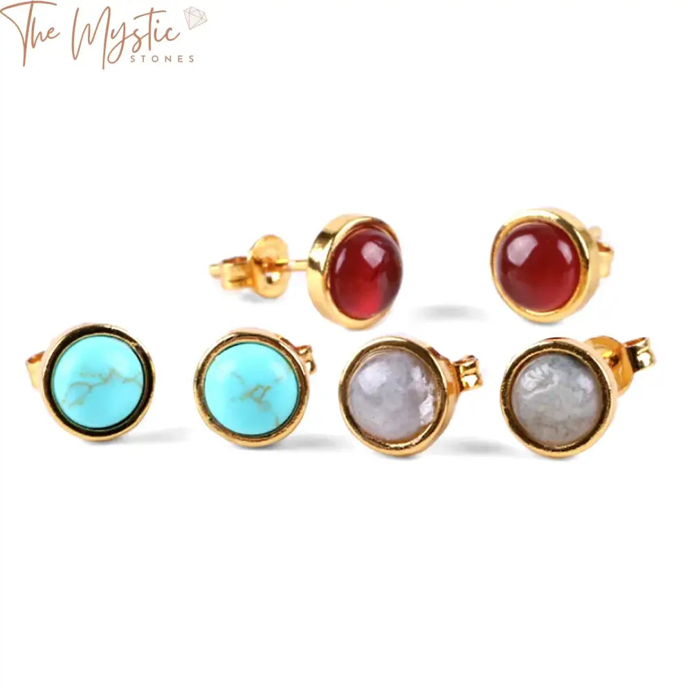 Gold Onyx Crystal Stud Earrings