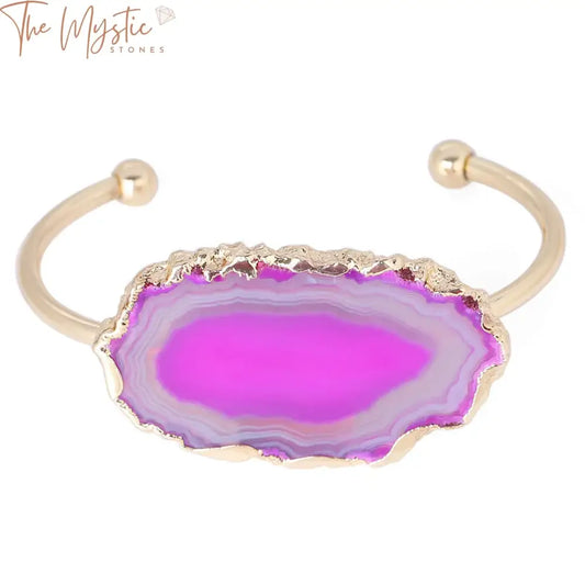 Gold-Plated Agate Slice Bangle