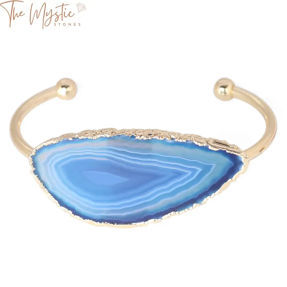 Gold-Plated Agate Slice Bangle