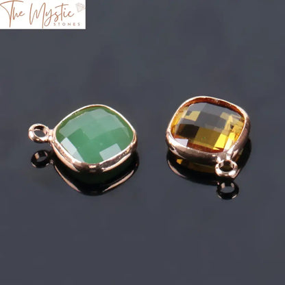 Gold-Plated Crystal Square Charm Pendant