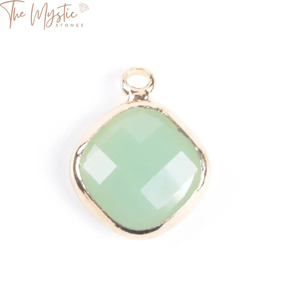 Gold-Plated Crystal Square Charm Pendant