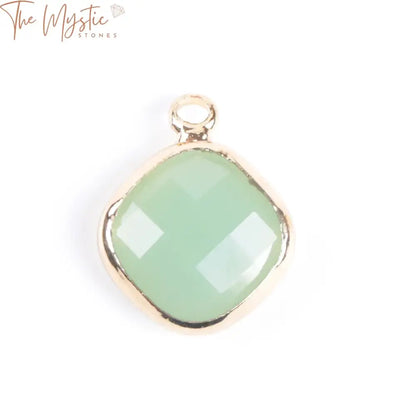 Gold-Plated Crystal Square Charm Pendant