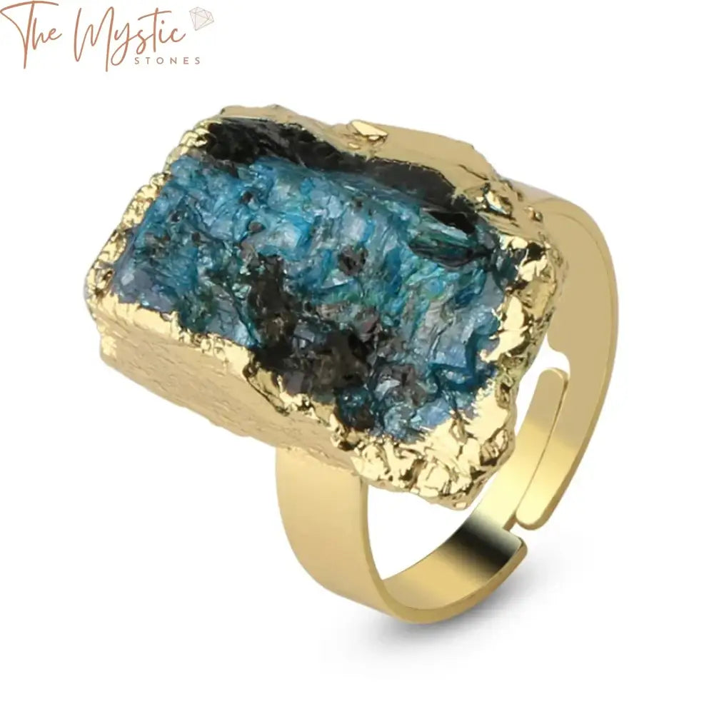 Gold-Plated Natural Stone Adjustable Ring