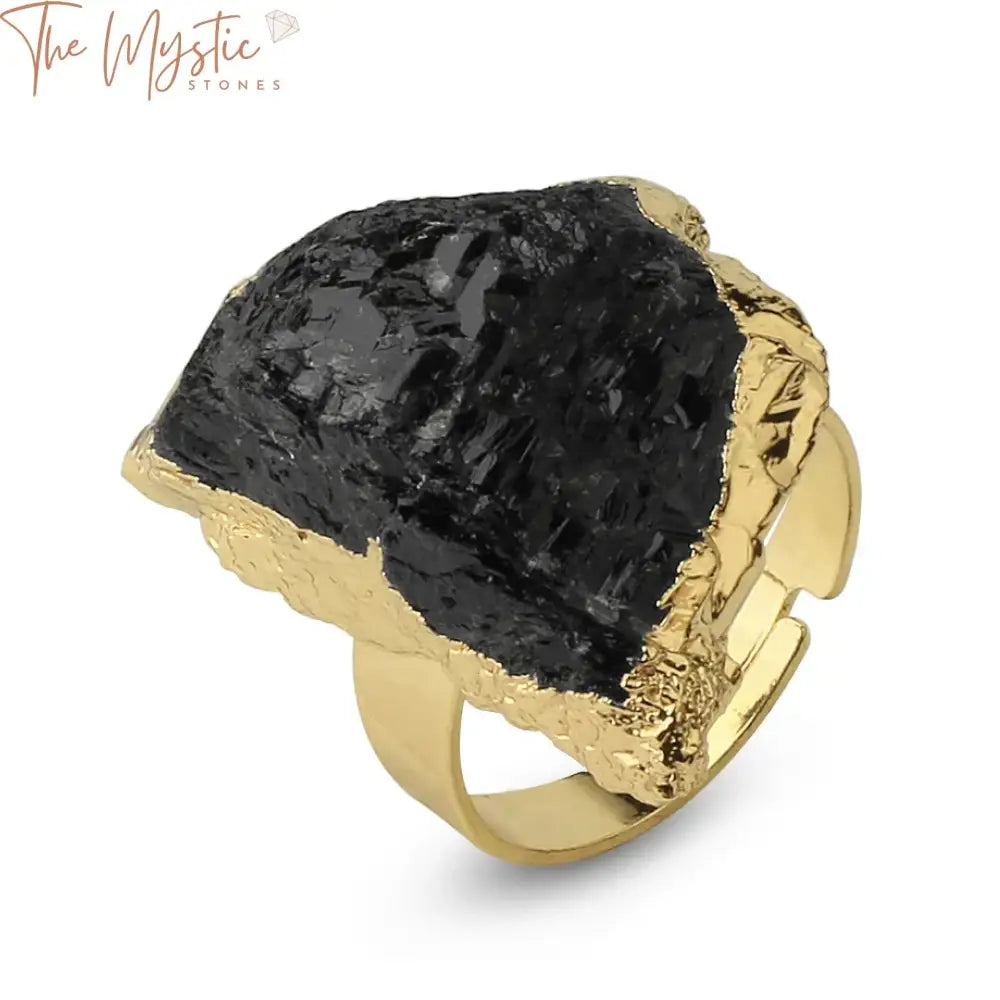 Gold-Plated Natural Stone Adjustable Ring