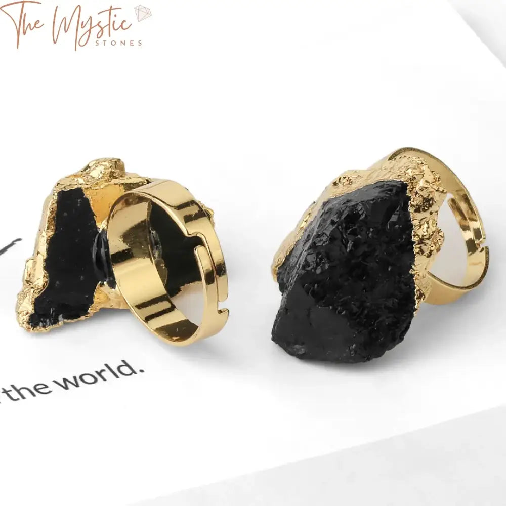 Gold-Plated Natural Stone Adjustable Ring