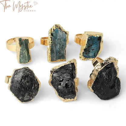 Gold-Plated Natural Stone Adjustable Ring