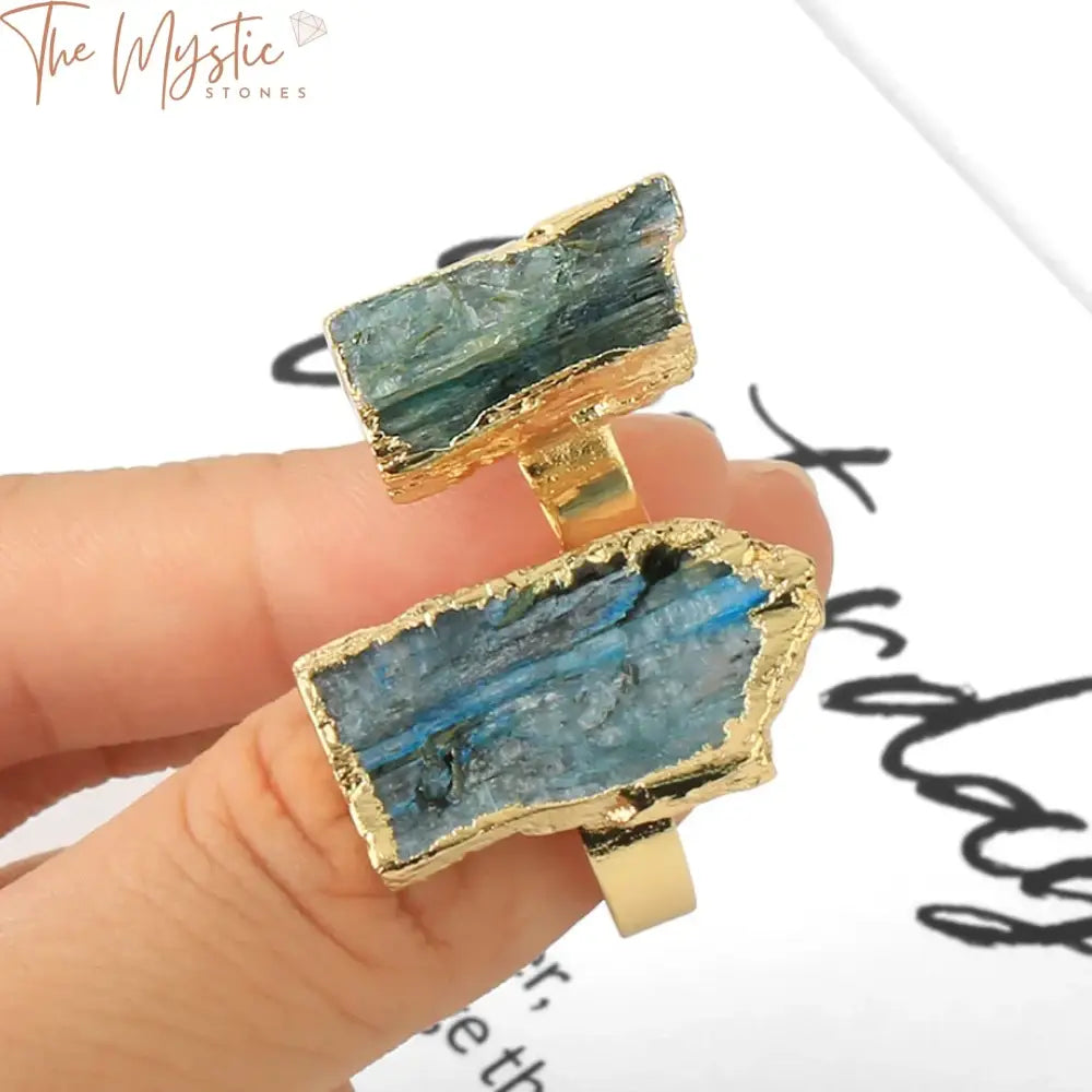 Gold-Plated Natural Stone Adjustable Ring