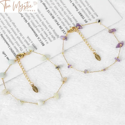 Gold-Plated Pink Quartz Reiki Bracelet