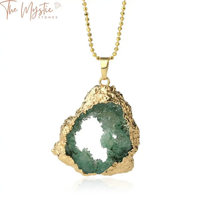 Gold-Plated Quartz Geode Necklace