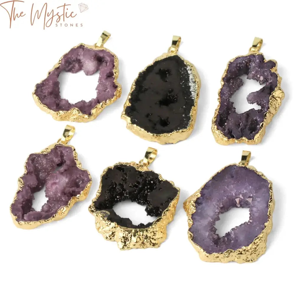 Gold-Plated Quartz Geode Necklace