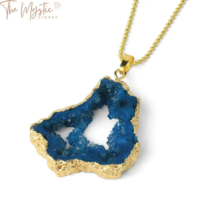 Gold-Plated Quartz Geode Necklace