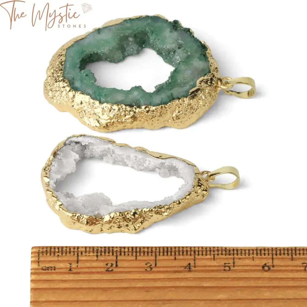 Gold-Plated Quartz Geode Necklace