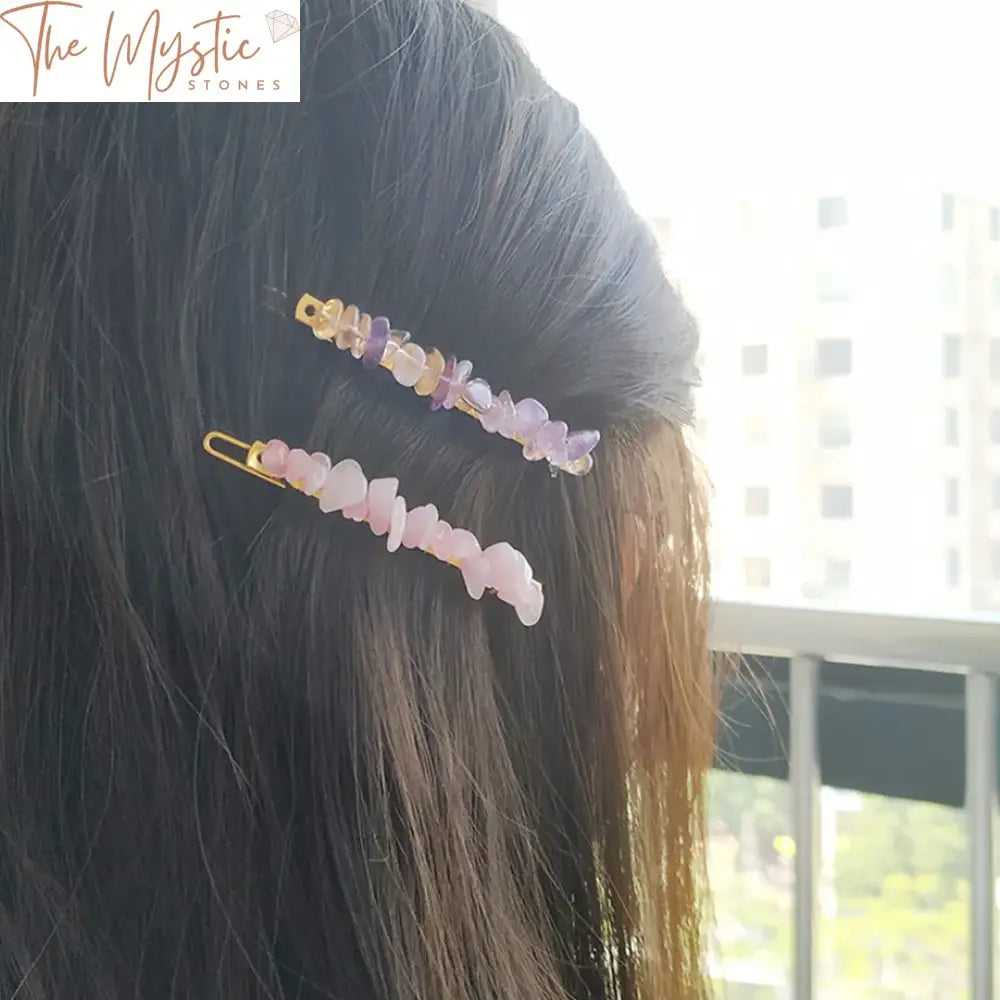 Gold & Silver Wire-Wrapped Crystal Stone Barrette