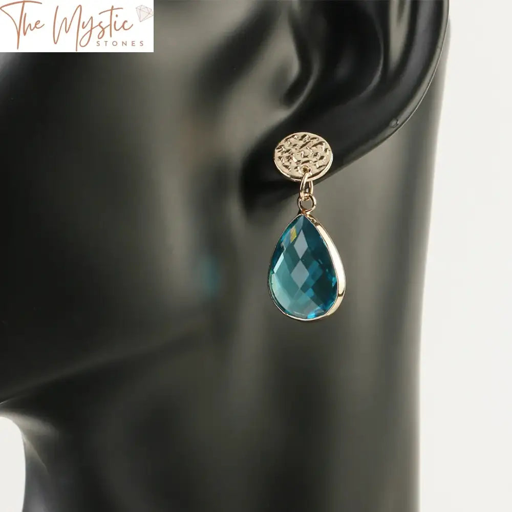 Gold Water Drop Murano Glass Stud Earrings