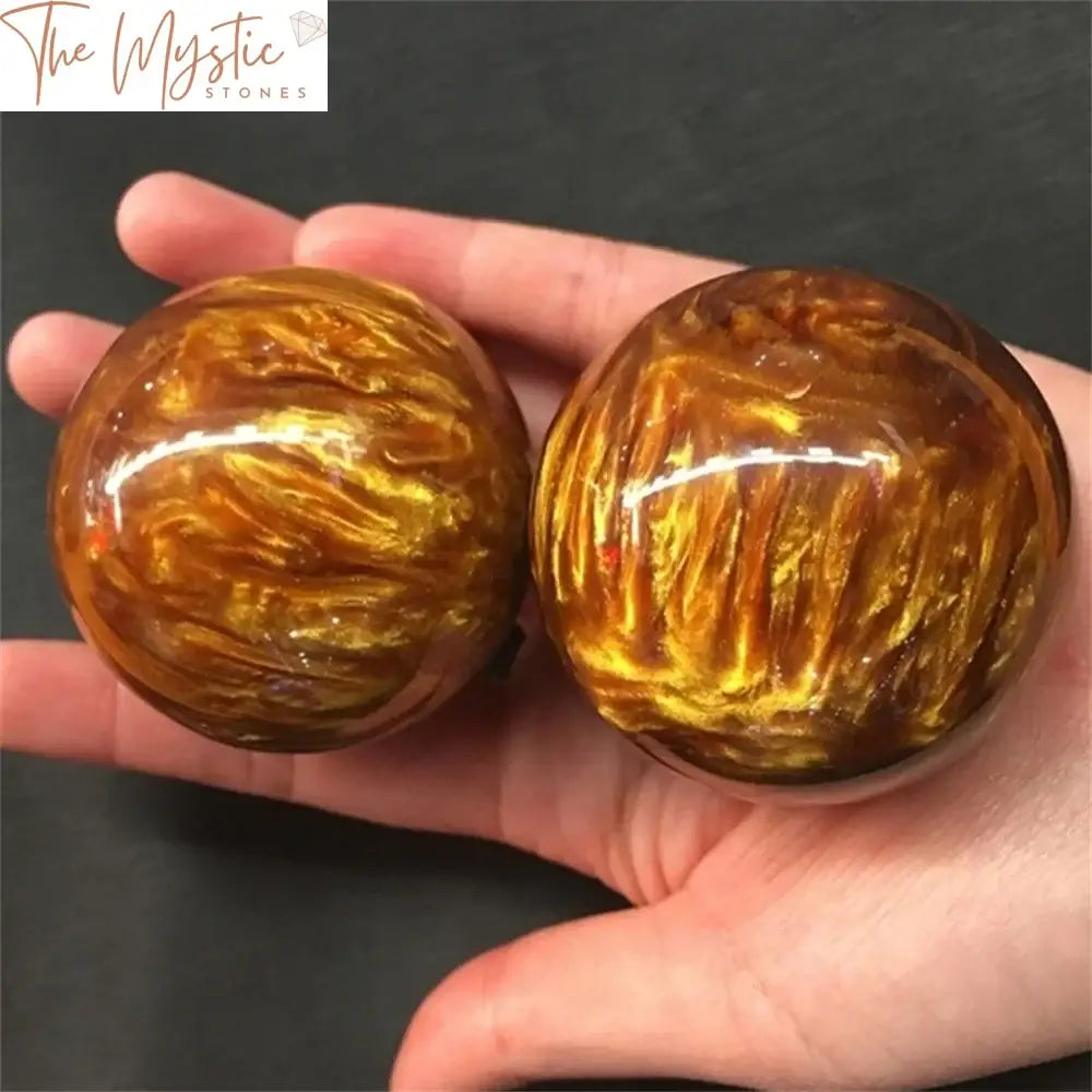 Golden Black Coral Resin Handball Pair